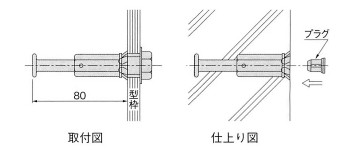 壁つなぎ専用インサート 足場インサートE型 W1/2 適用型枠厚12mm (100