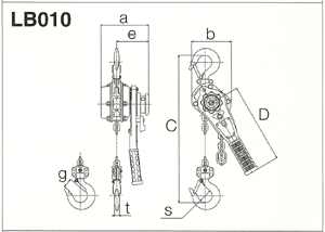 レバーブロック LB010寸法図
