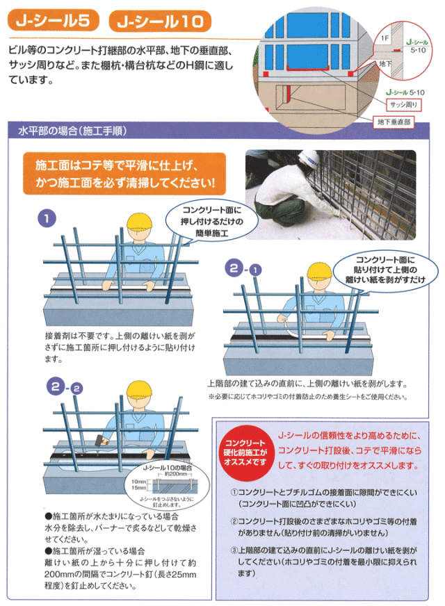 ブチルコム系止水材 J-シール10 10mm×30mm×5m 6本入り (JSP)