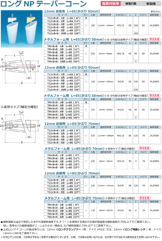 86%OFF!】 株 ナガノ ロングNPコーンL型 12×8×8 L=105 L型 100個入り