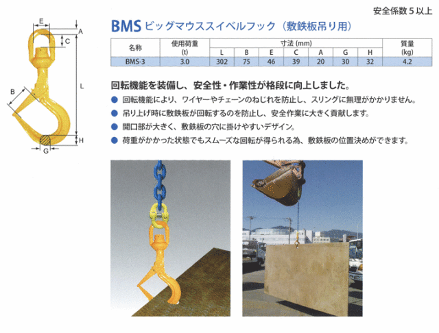 マーテック チェーンスリング敷鉄板吊り用 TA1-BMS10×1m (3トン) 清水 