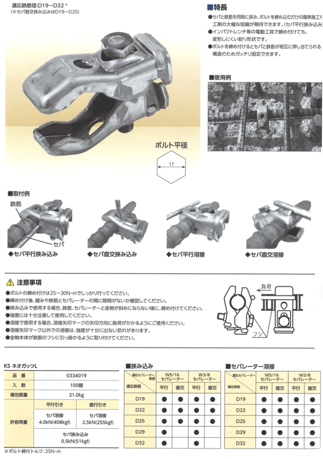 型枠工事用セパレーター取付金物 国元商会 KS ガッツ32W(100個入) - 3