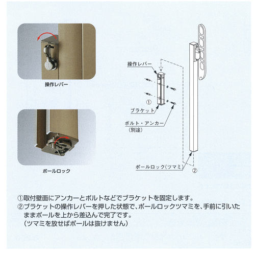 バルコニー物干金物取付方法