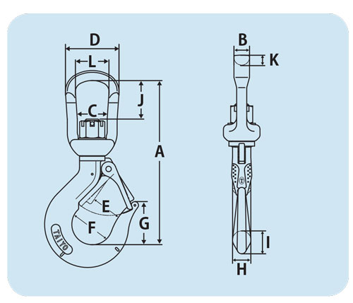 大洋製器 両形スイベル クロ (1027537) 入数：5個 呼び：16mm 使用荷重：1t [tai] ワイヤタイプ（Vベルフック仕様） | 製品情報 | 大洋製器工業株式会社